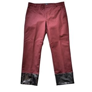 Banana Republic Womens Burgundy Faux Leather Cuff Slim Strght Ankle Pant Sz 12